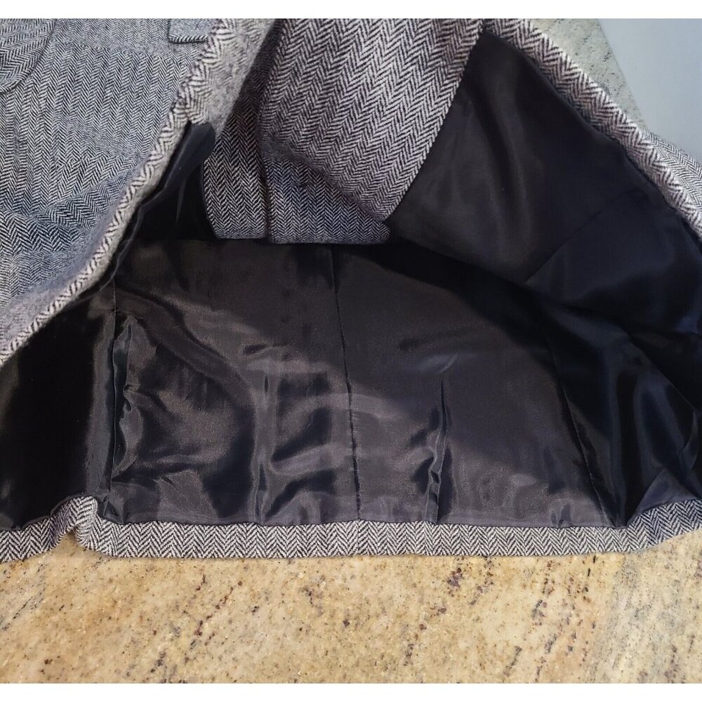 New?? JG Hook Black 2 Piece Blazer Sz 16 Maxi Skirt Suit Herringbone Wool Blend - Picture 7 of 16